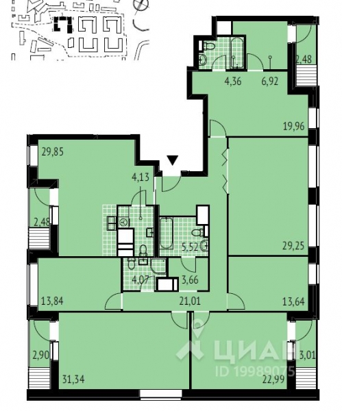 Многокомнатная квартира, 210,4 м&sup2;