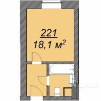 1-комн. апартаменты, 18,1 м²