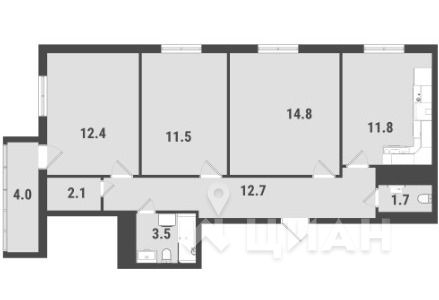 3-комн. квартира, 71,7 м²