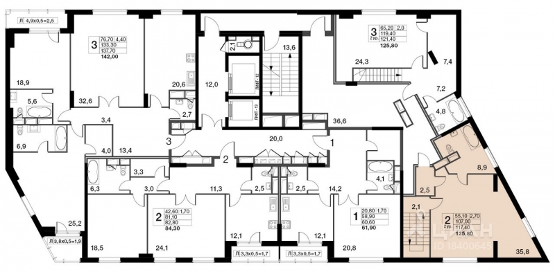 2-комн. квартира, 82,8 м²