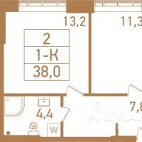 1-комн. квартира, 38,2 м²