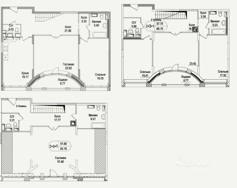 Многокомнатная квартира, 262,8 м²