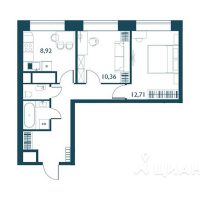 2-комн. квартира, 49,18 м²