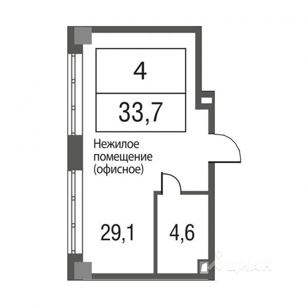 1-комн. апартаменты, 33,7 м²